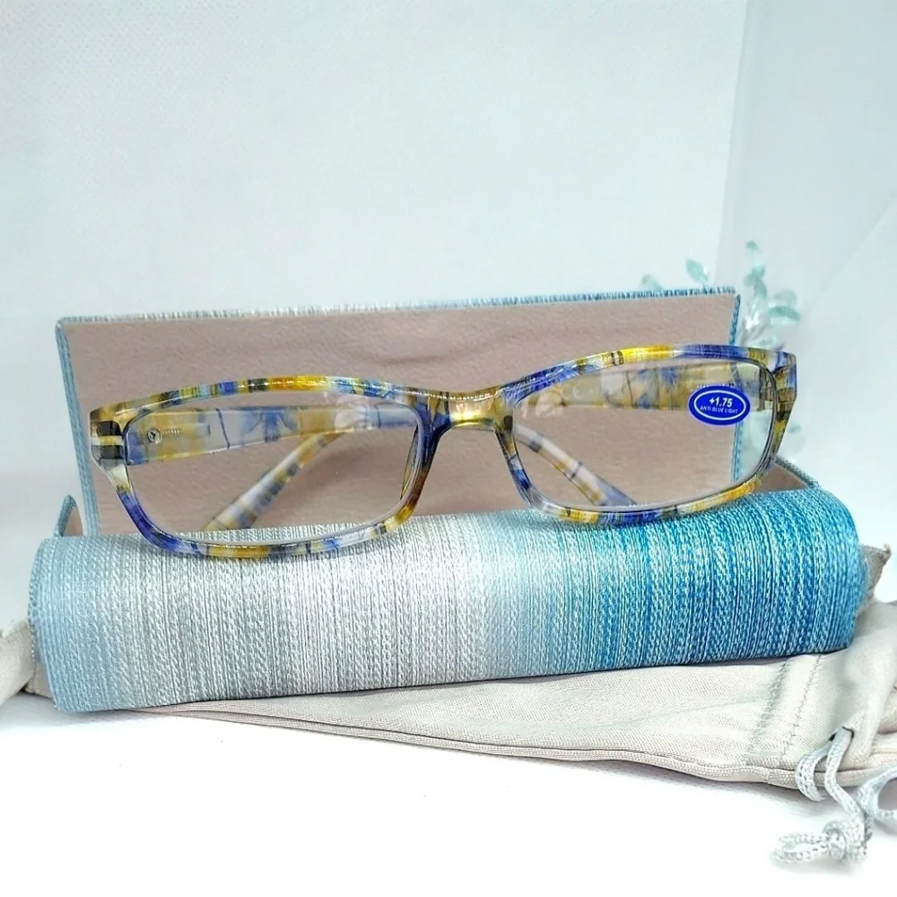 Reading Glasses +1.75 With Matching Blue Case And Dust Bag NWT